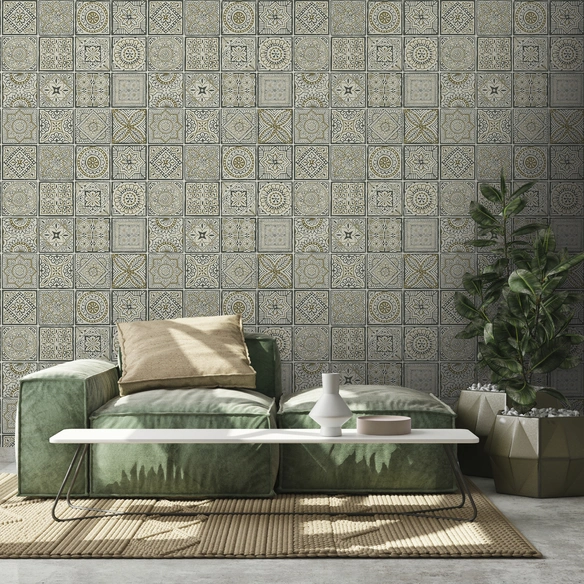 Vliestapete, BxL: 53 x 1005 cm, grau/goldfarben