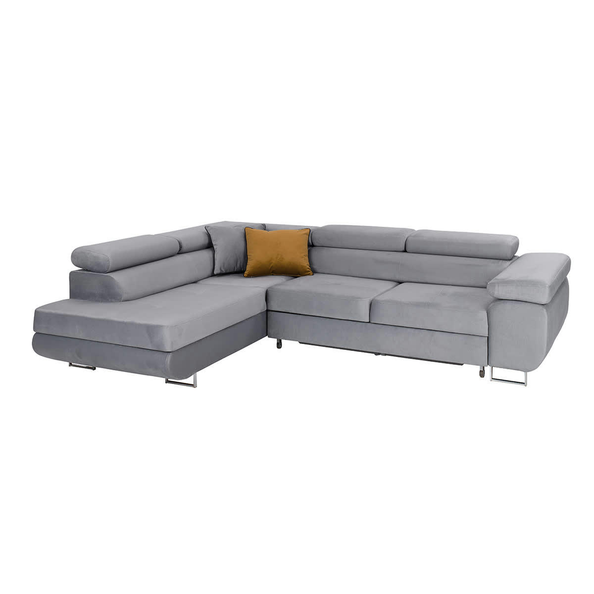 - Canapé d'angle convertible gauche 4 places velours gris