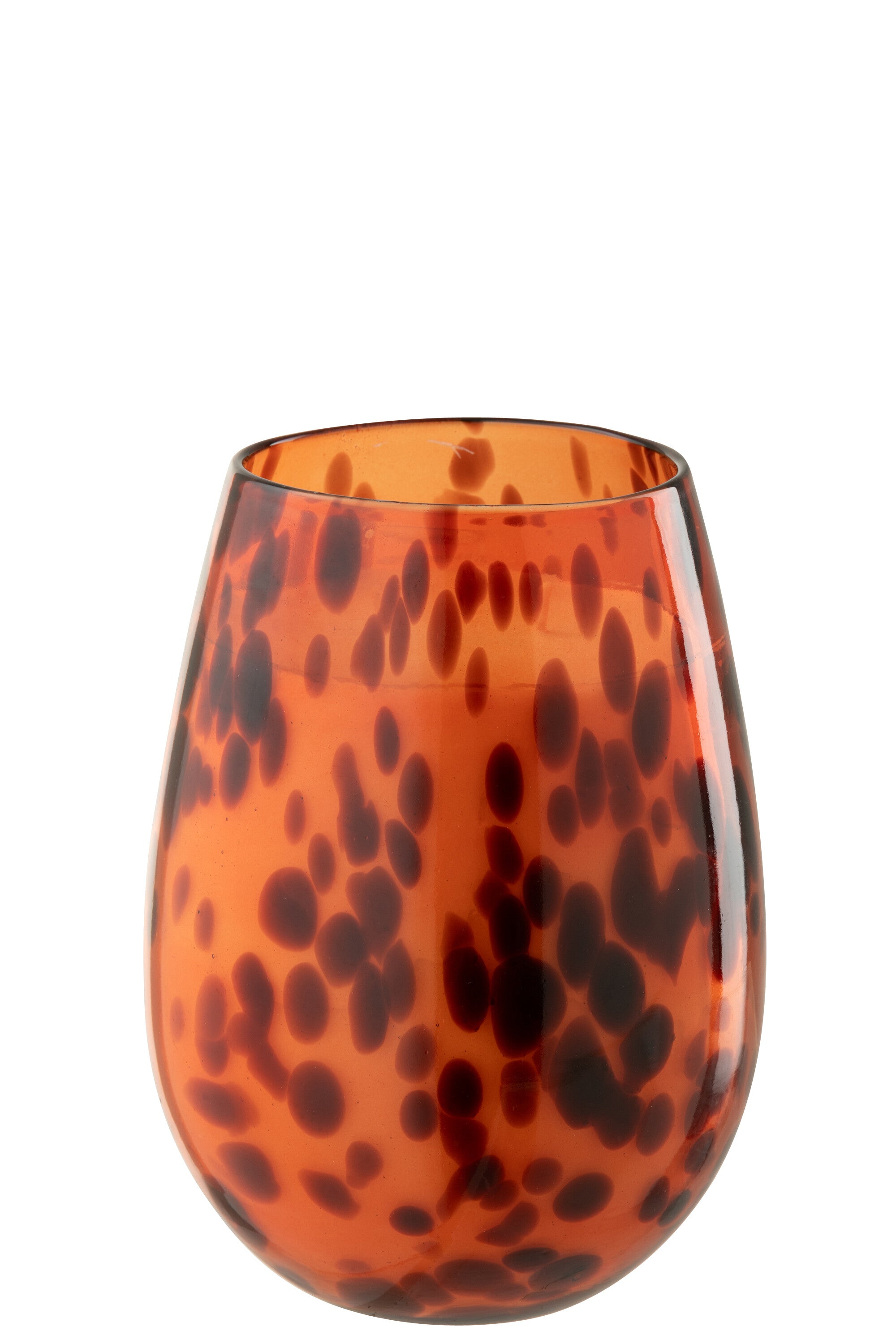 J-Line kaars Mia - glas - oranje/zwart - medium - 120U