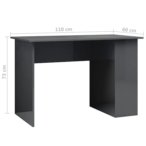 NNEVL Desk High Gloss Grey 110x60x73 cm Chipboard