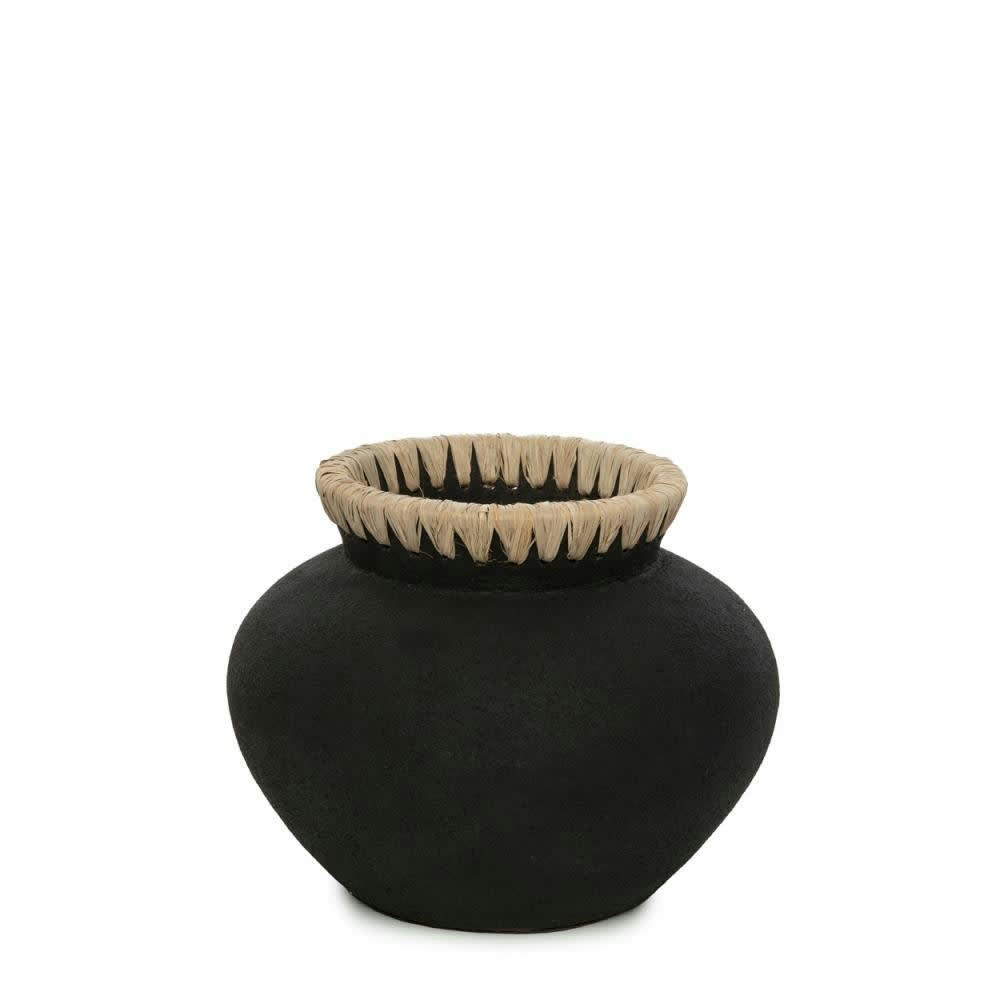 STYLY - Vase en terre cuite noir naturel H19
