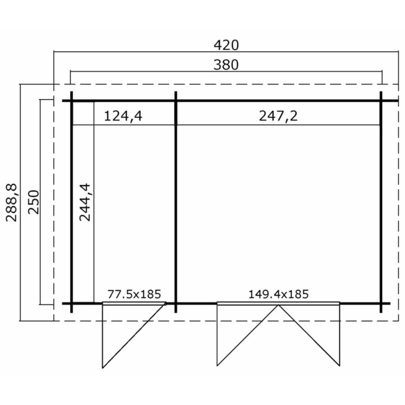 Gartenhaus »Belmont«, BxHxT: 420 x 222,3 x 288,38 cm (Außenmaße inkl. Dachüberstand), Holz