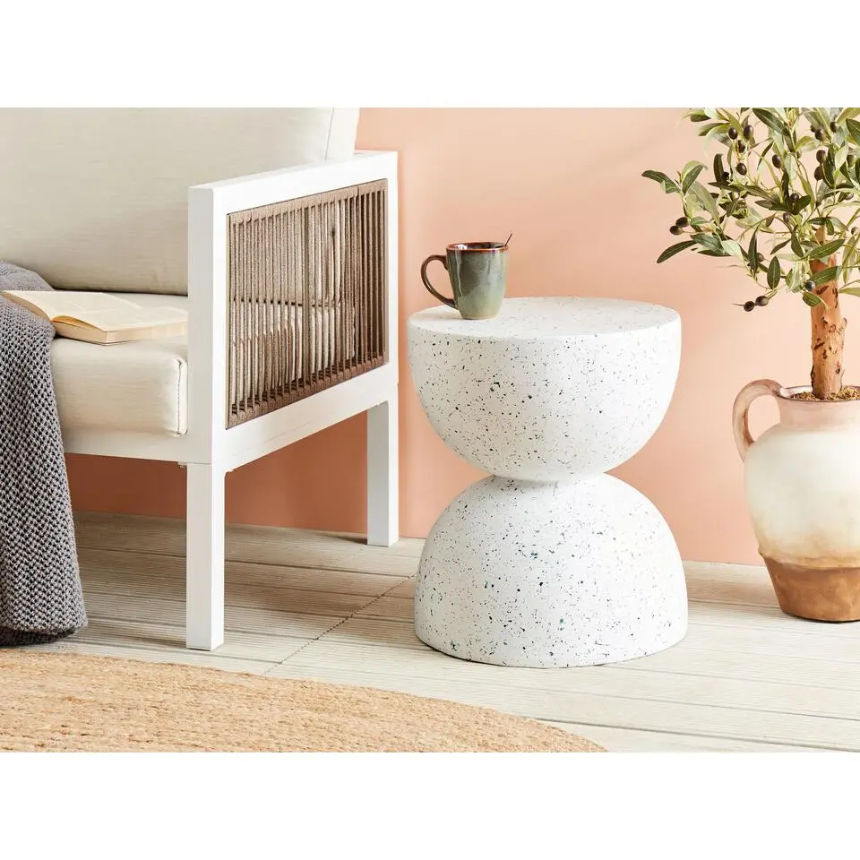CAORIA - Bijzettafel - Wit/Terrazzo effect - Lichtbeton