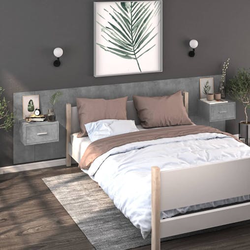 NNEVL Wall-mounted Bedside Cabinet Concrete Grey