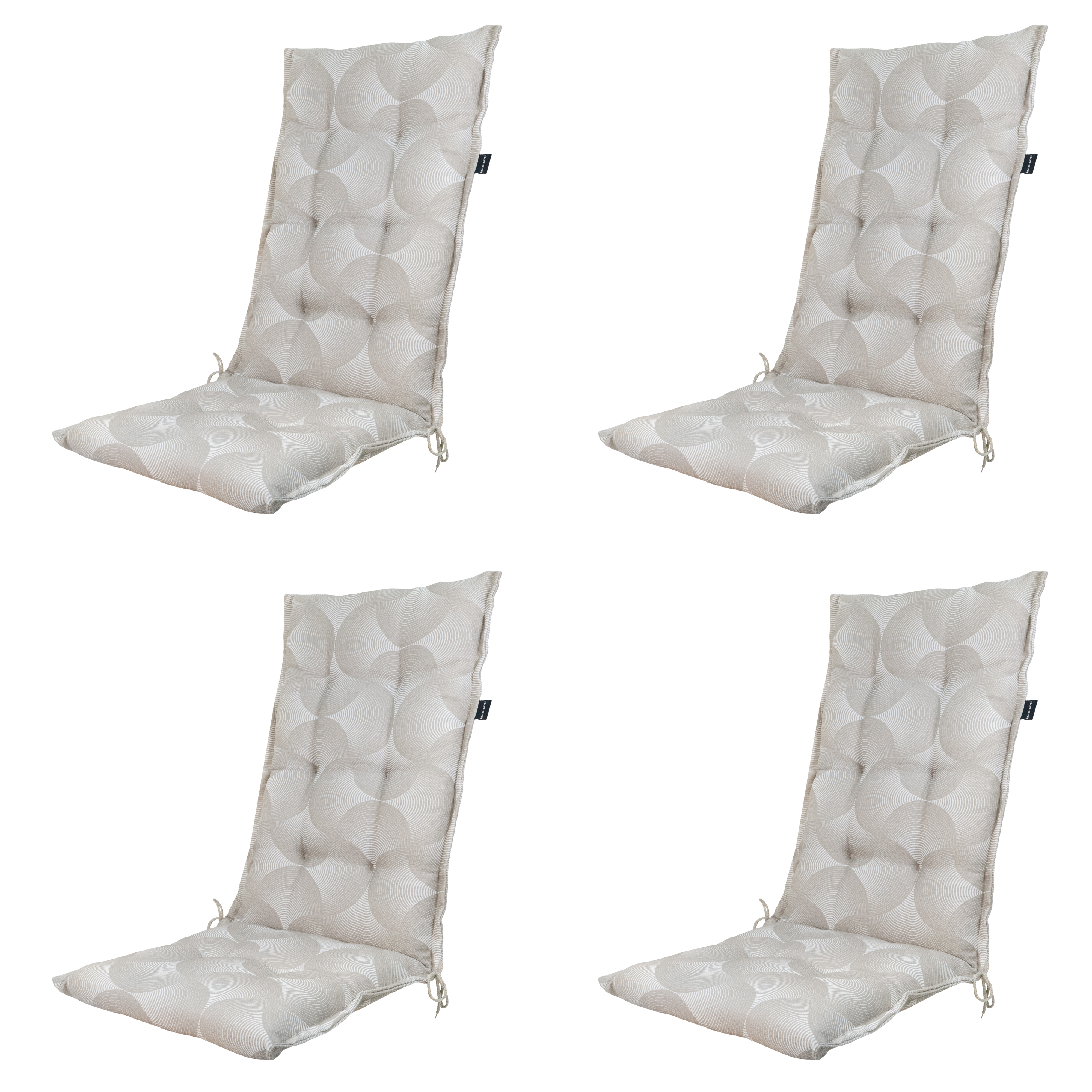 Madison tuinstoelkussen hoge rug Napels - taupe - 123x50x5cm - set van 4