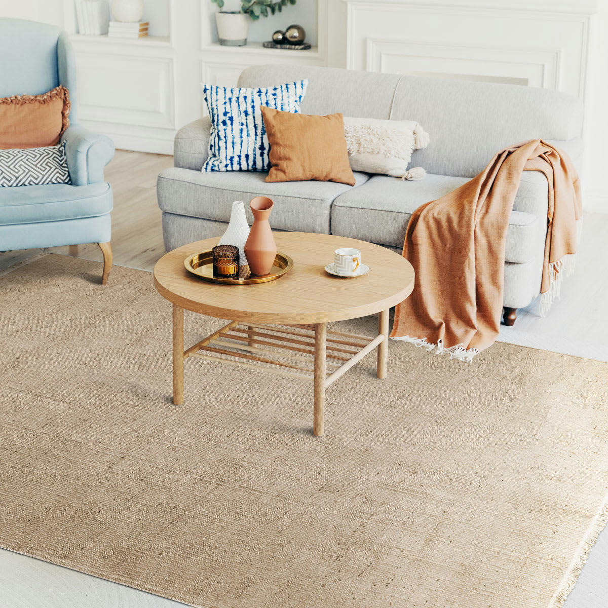 ESSENCE - Tapis en jute et coton avec franges natural 120x170