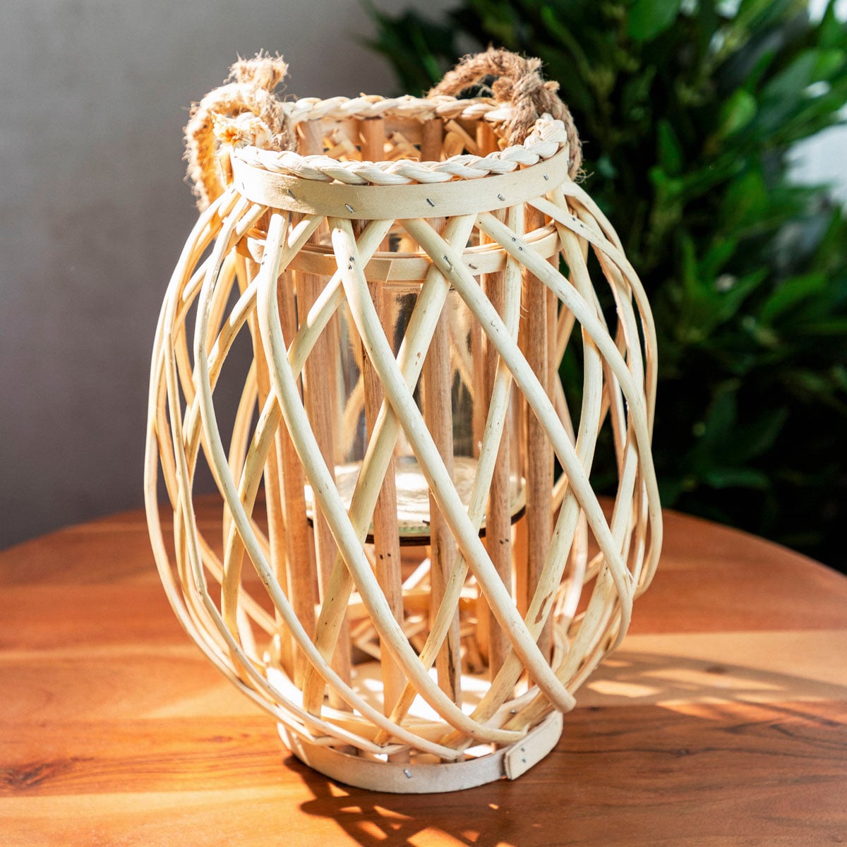 Lampion LAGGE pleciony naturalny wysoki 23x30 cm