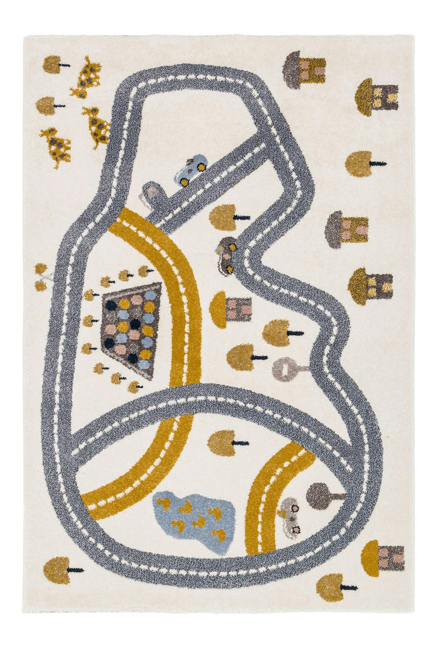 RACETRACK - Tapis enfant ludique circuit  multicolore 80x150, OEKO-TEX®
