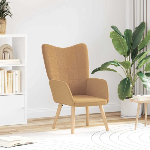 Fotel Wypoczynkowy Beżowy Tapicerowany Do Salonu Pokoju 62 x 67 x 95.5 cm