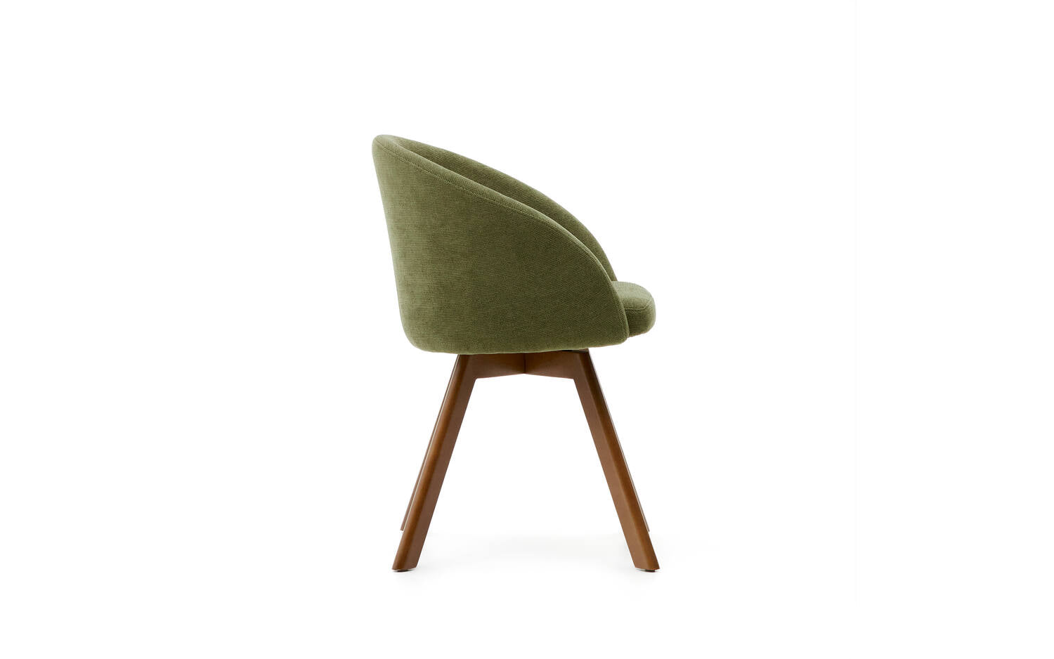 Kave Home - Marvin-draaistoel met groene chenille stof, massief