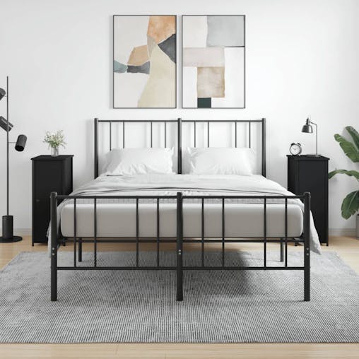NNEVL Bedside Cabinets 2 pcs Black 32x42x80 cm Engineered Wood