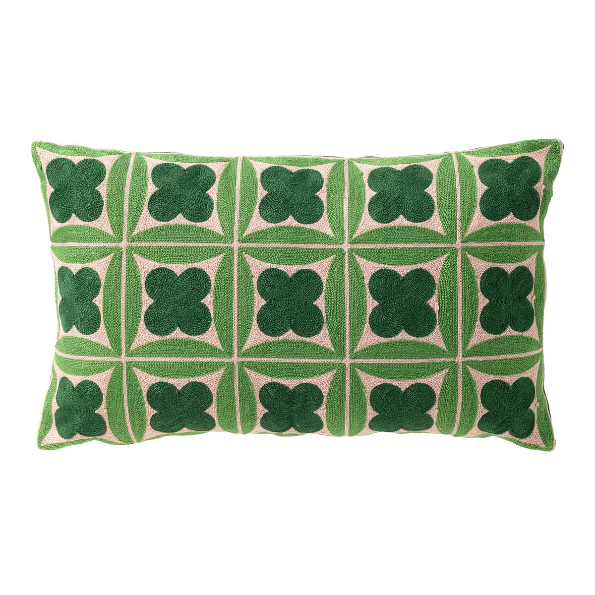 CLOVER - sierkussen 30x50 cm - geometrisch - geborduurd - Courtyard - groen