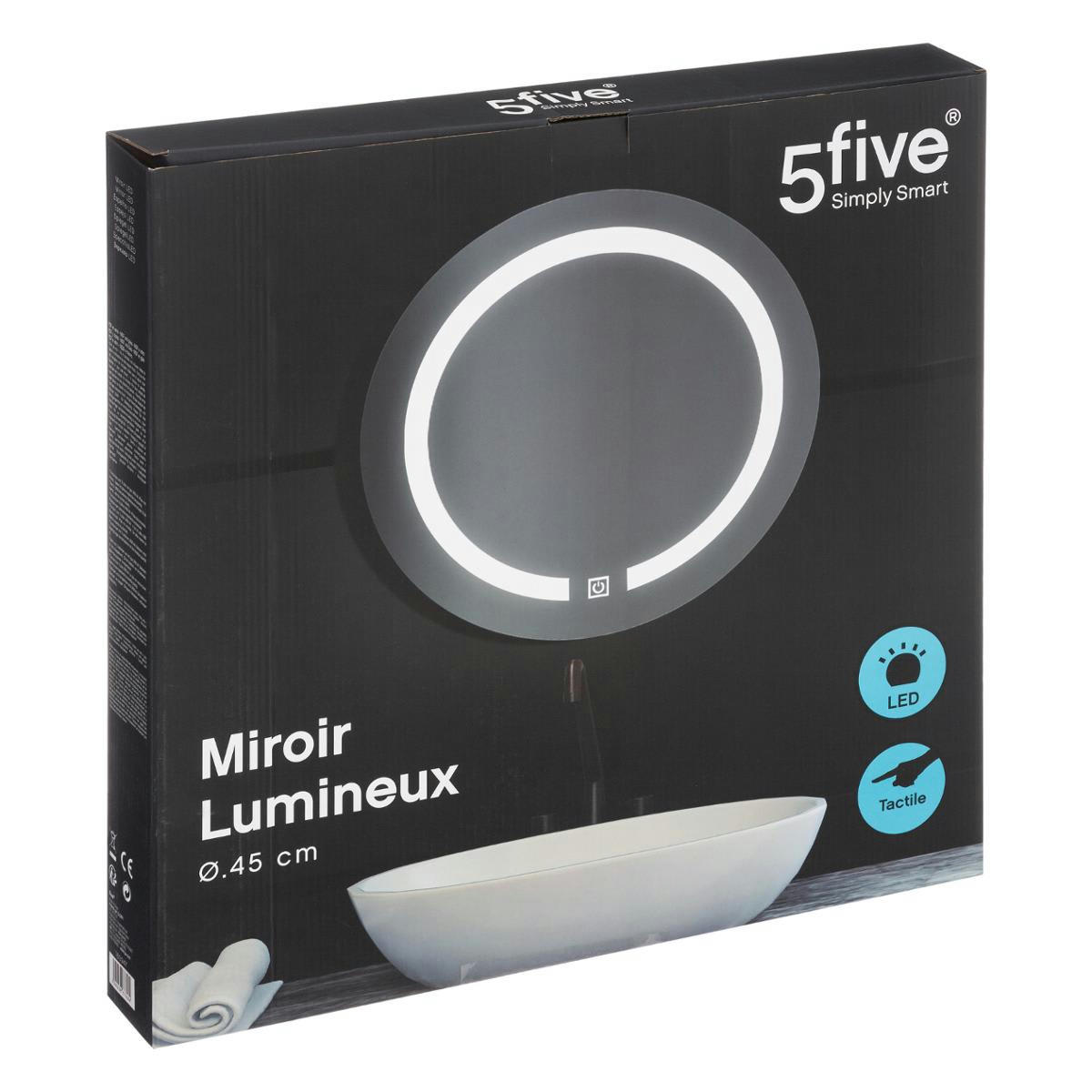 TACTILE - Miroir lumineux LED rond tactile D45cm