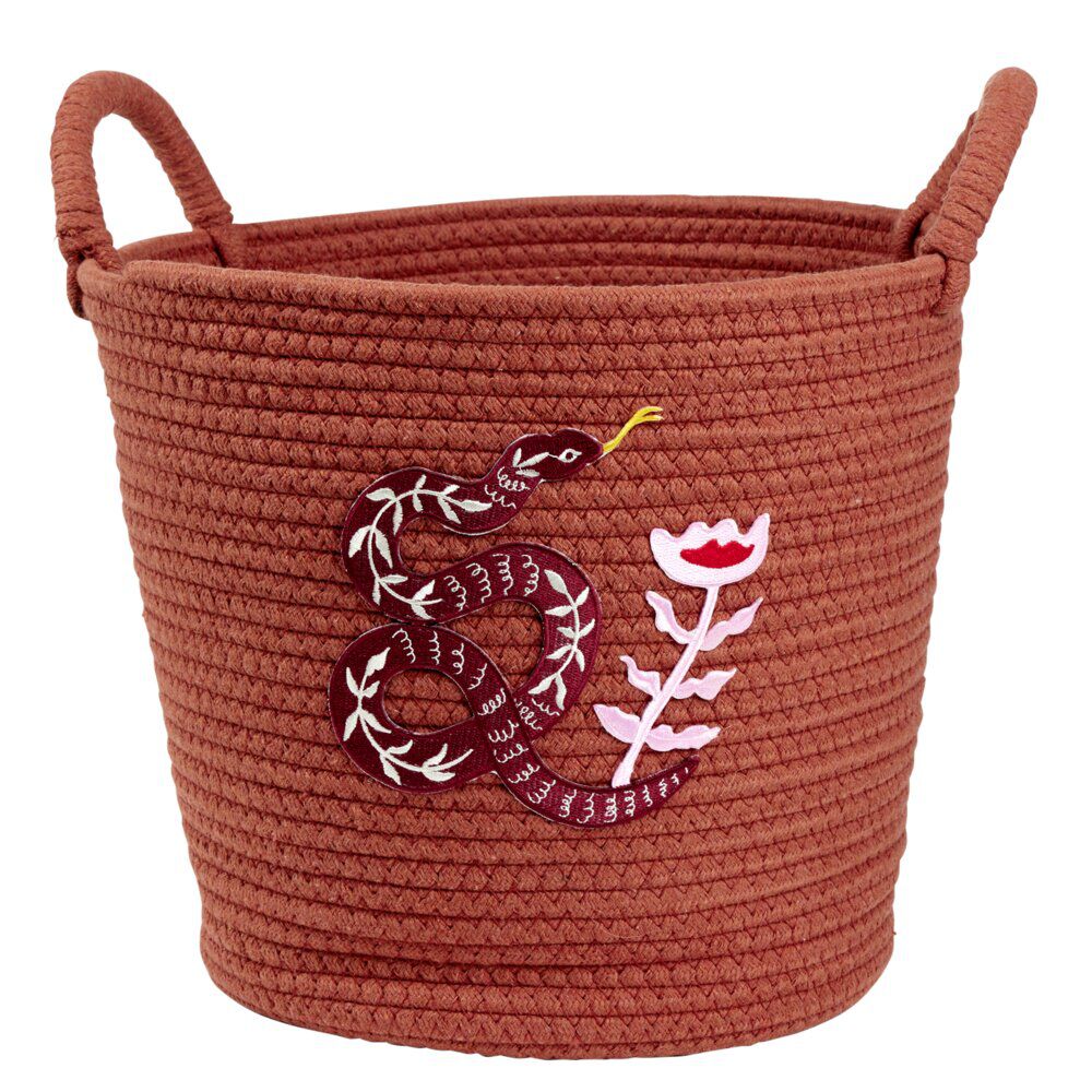 Panière tressée en coton motif animaux Ø30xH35cm (2 modèles)