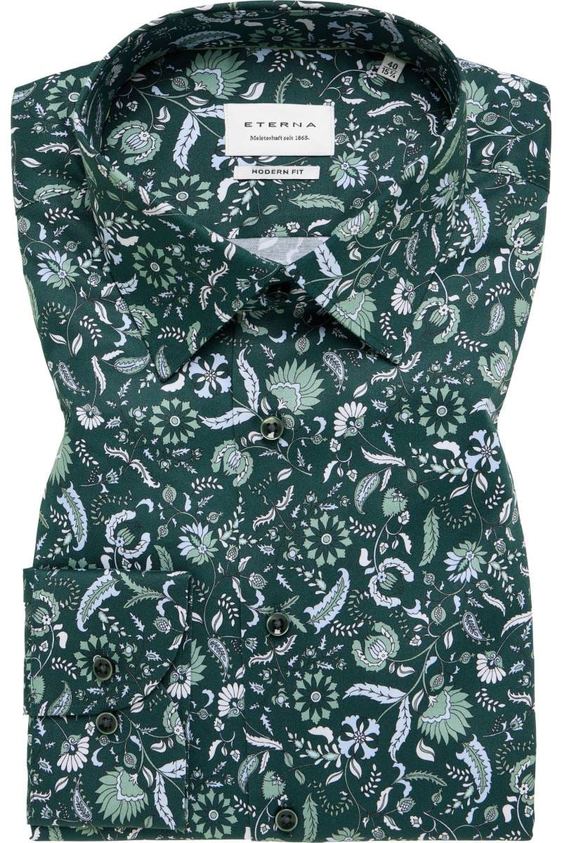 ETERNA Modern Fit Hemd grün, Bedruckt