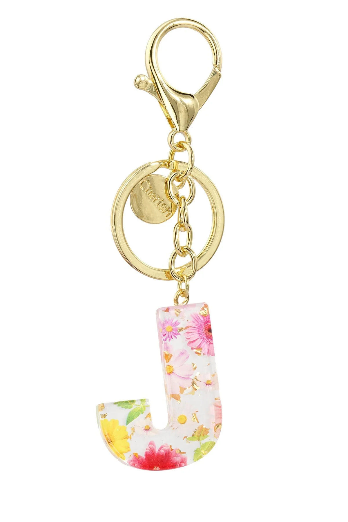 Initial J Handbag Charm Keyring