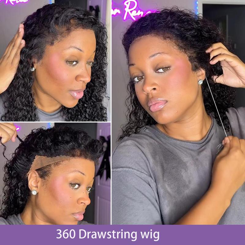 Glueless Curly Lace Front Wig 220% Density Natural Black