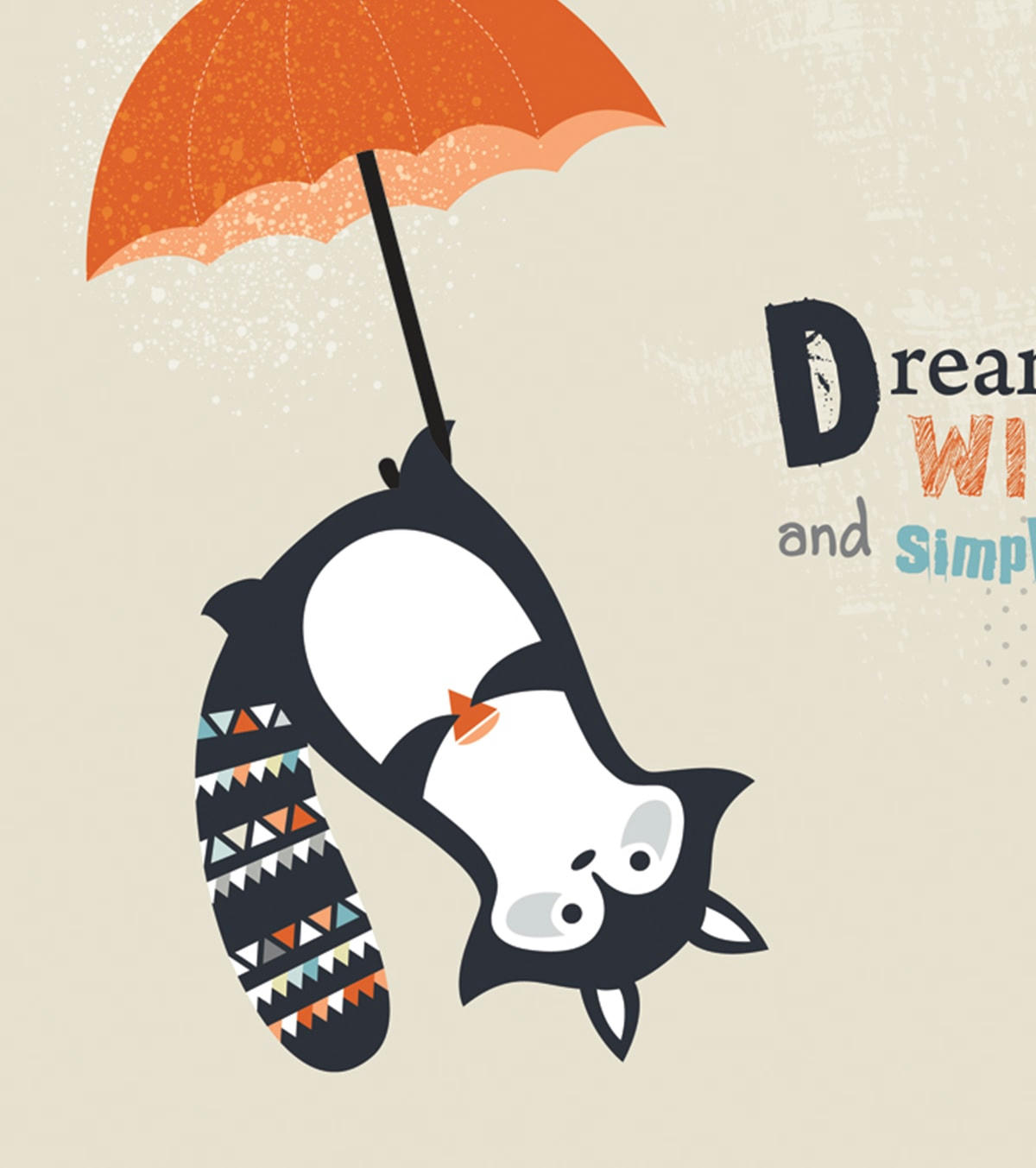 MAKI & KITSUNE - Affiche raton laveur en Papier Beige