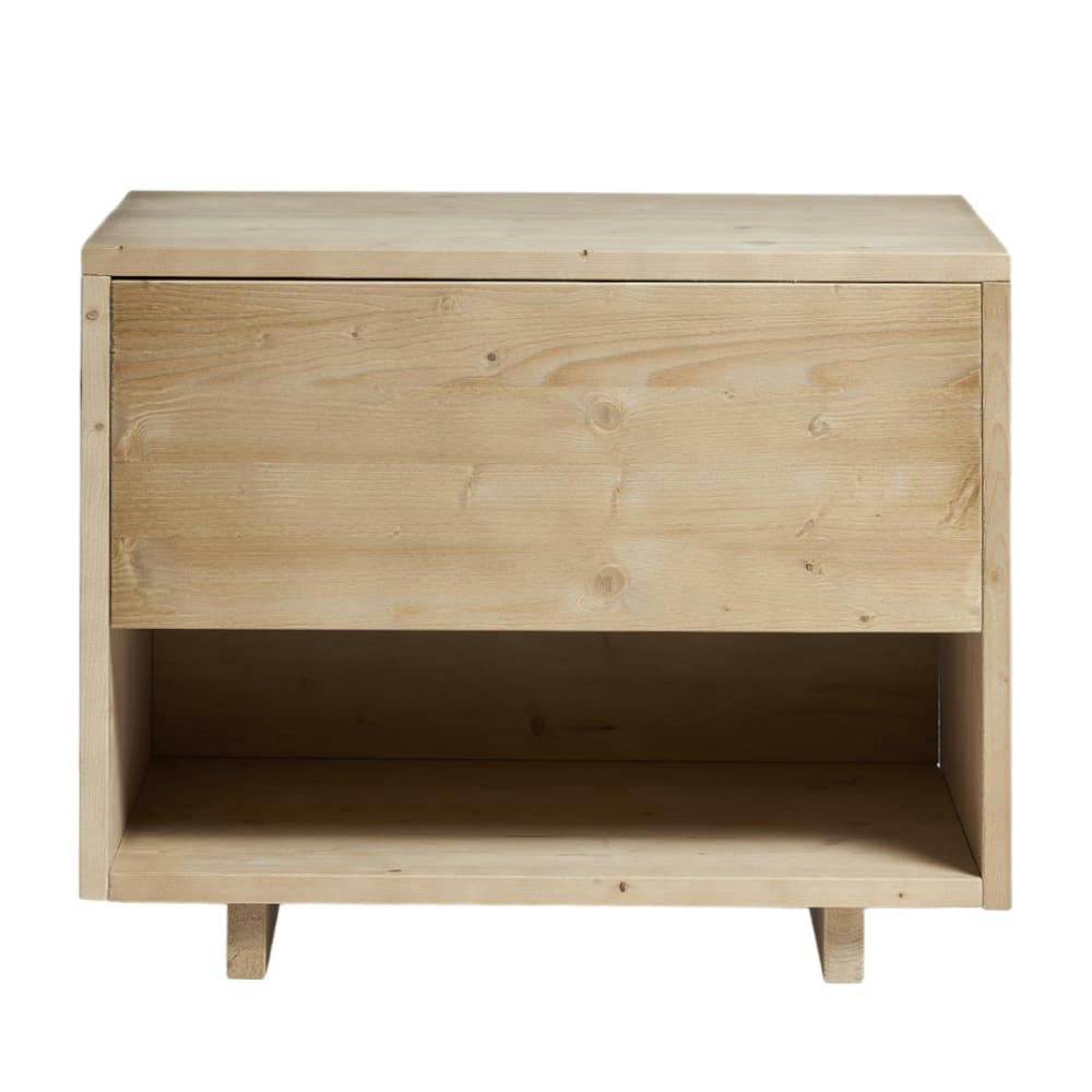 GINA - Table de chevet  avec tiroir en bois en couleur naturel