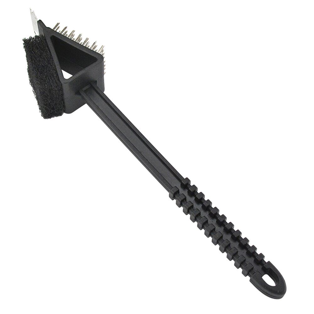 Brosse et raclette à barbecue en acier et plastique noir L36cm
