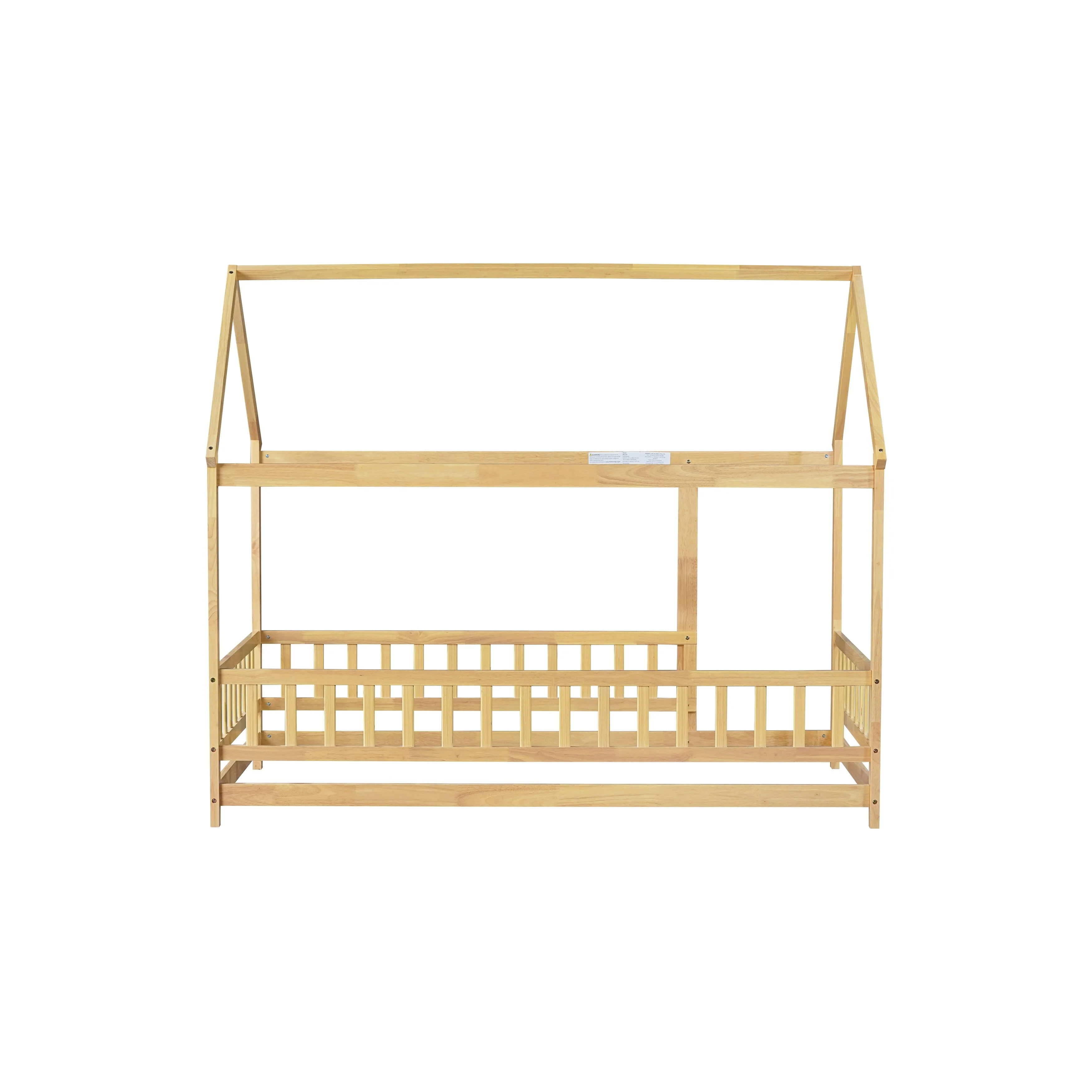 House Floor Wooden Bed with Roof Frame