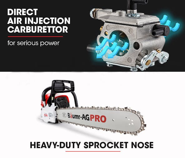 NNEMB 62CC Petrol Commercial Chainsaw 20 Bar E-Start Pruning Chain Saw