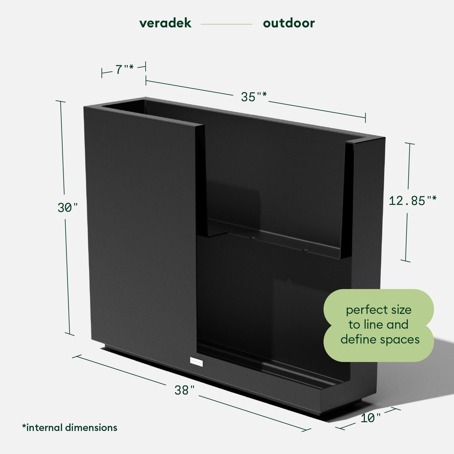 Veradek Block Series Span Plastic Planter - Tall Rectangular Planter for Indoor or Outdoor Patio/Porch | Durable All-Weather with Removable Insert Bucket | Modern Design for Plants  Flowers(2 Pack)