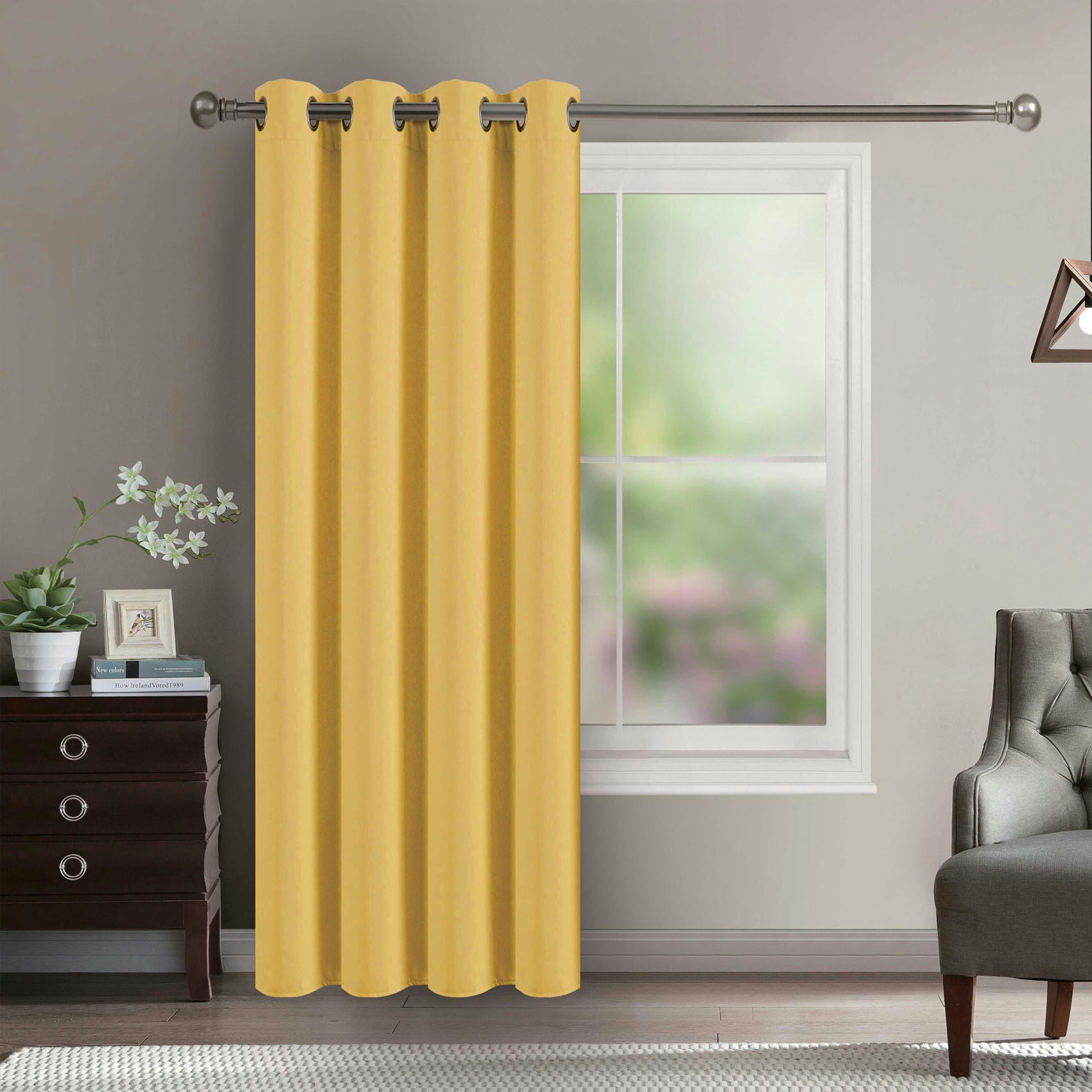 - Rideau occultant pour chambre et salon jaune moutarde
