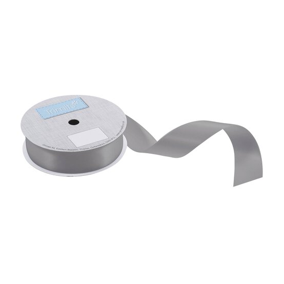 Trimits Metal Grey Double-Faced Satin Ribbon by the Metre 25mm
