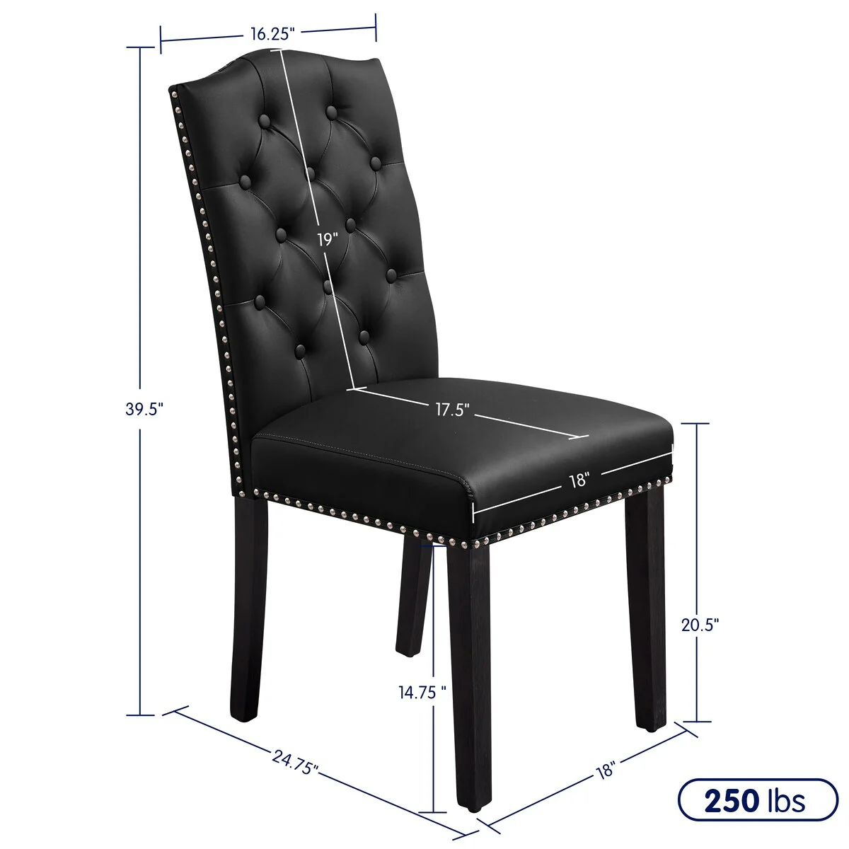 Subrtex (Set of 2) Leather Dining Chair with Riveted Button Decoration