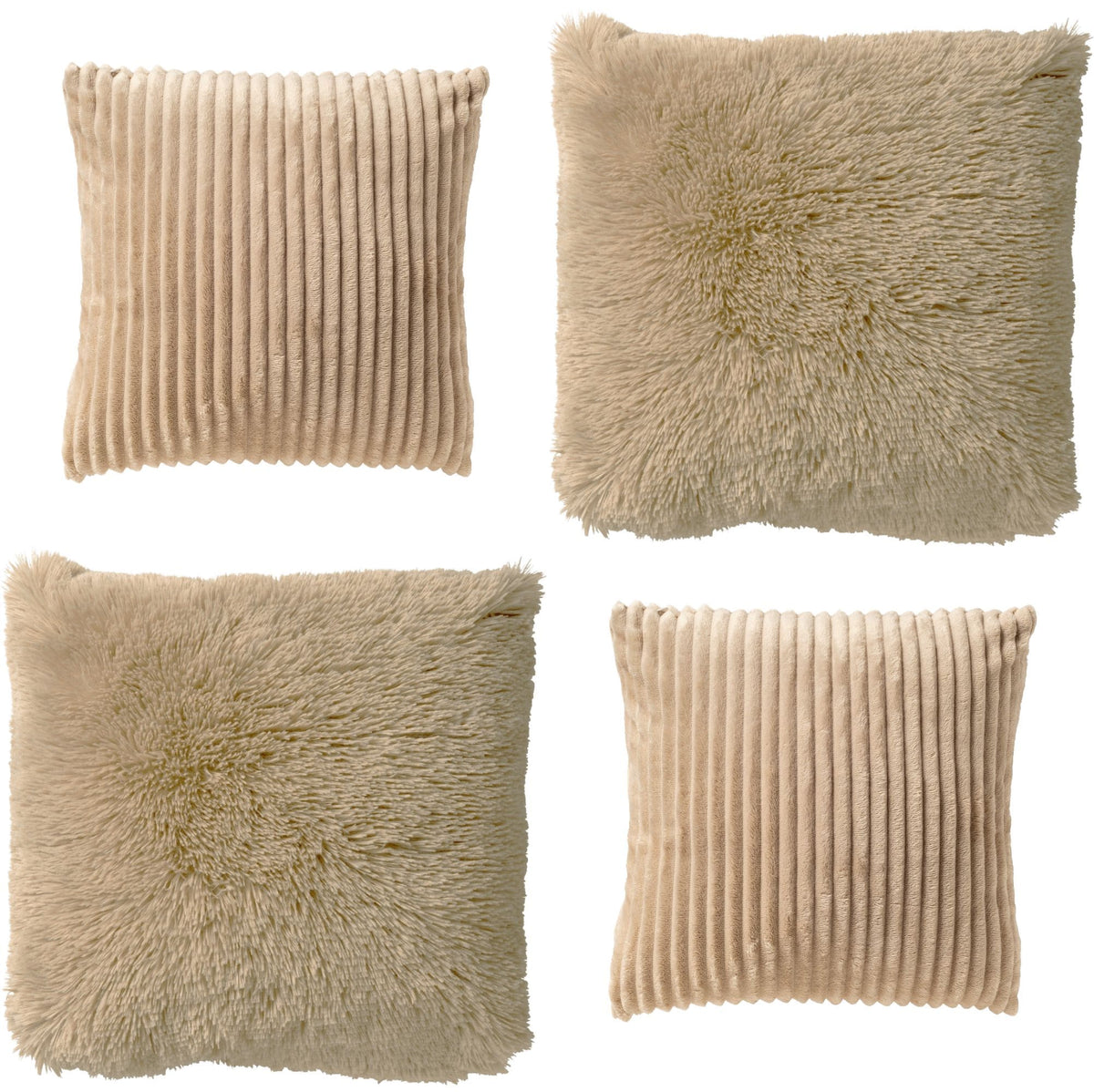 KUSSENSET - 4-delig - Cosy Layers - 60x60 cm, 45x45 cm - inclusief binnenkussens - beige