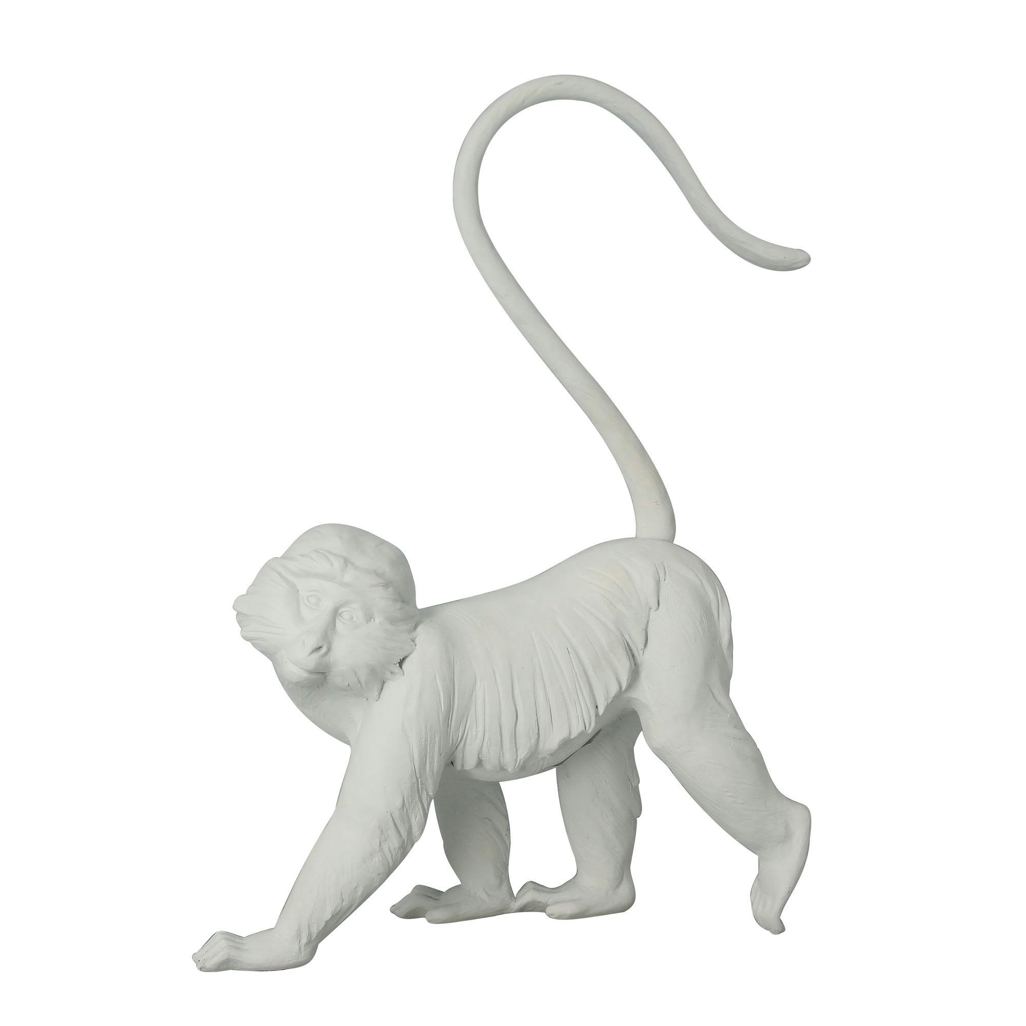 MICO - Statuette singe en résine blanche