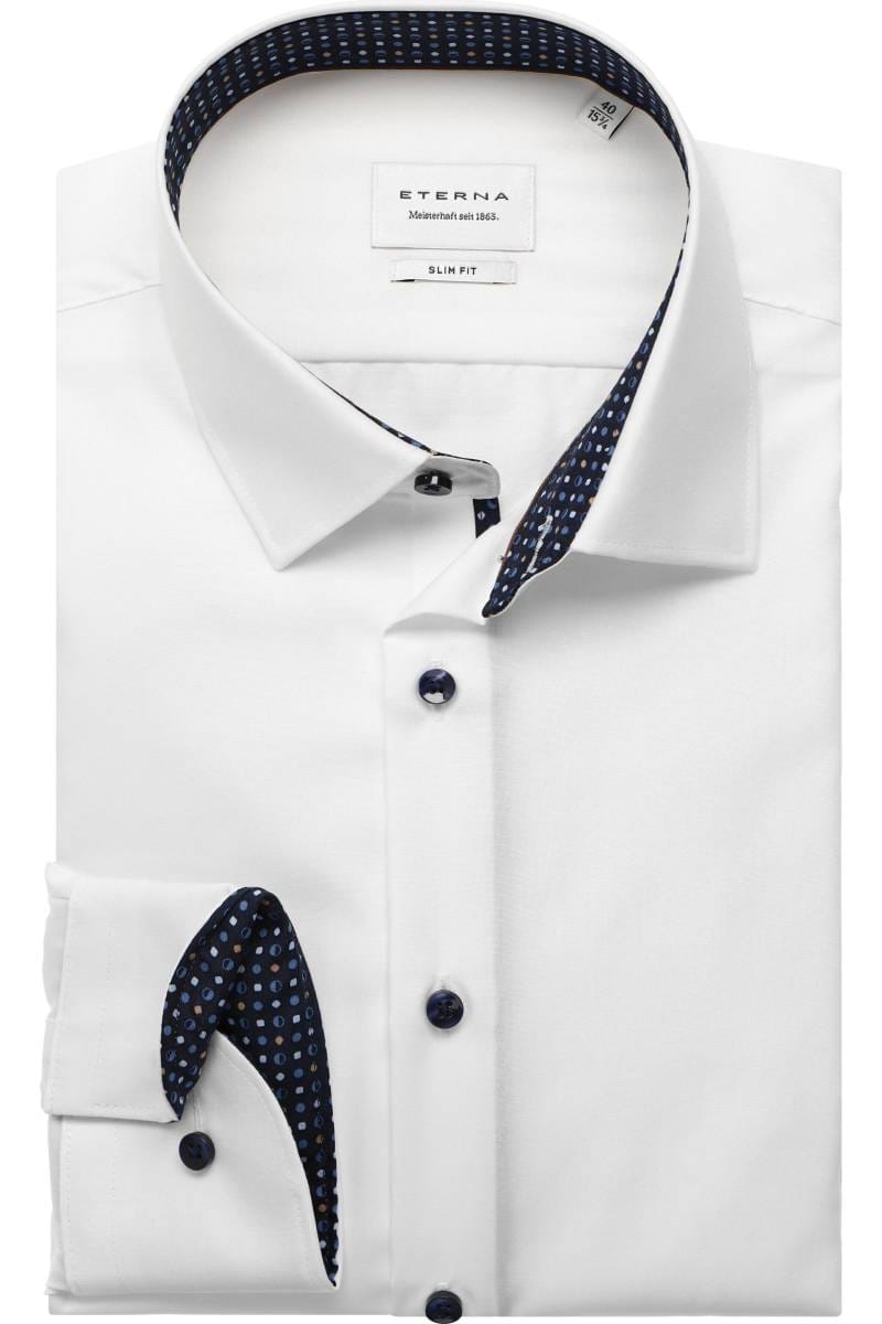 ETERNA Slim Fit Hemd weiss, Einfarbig