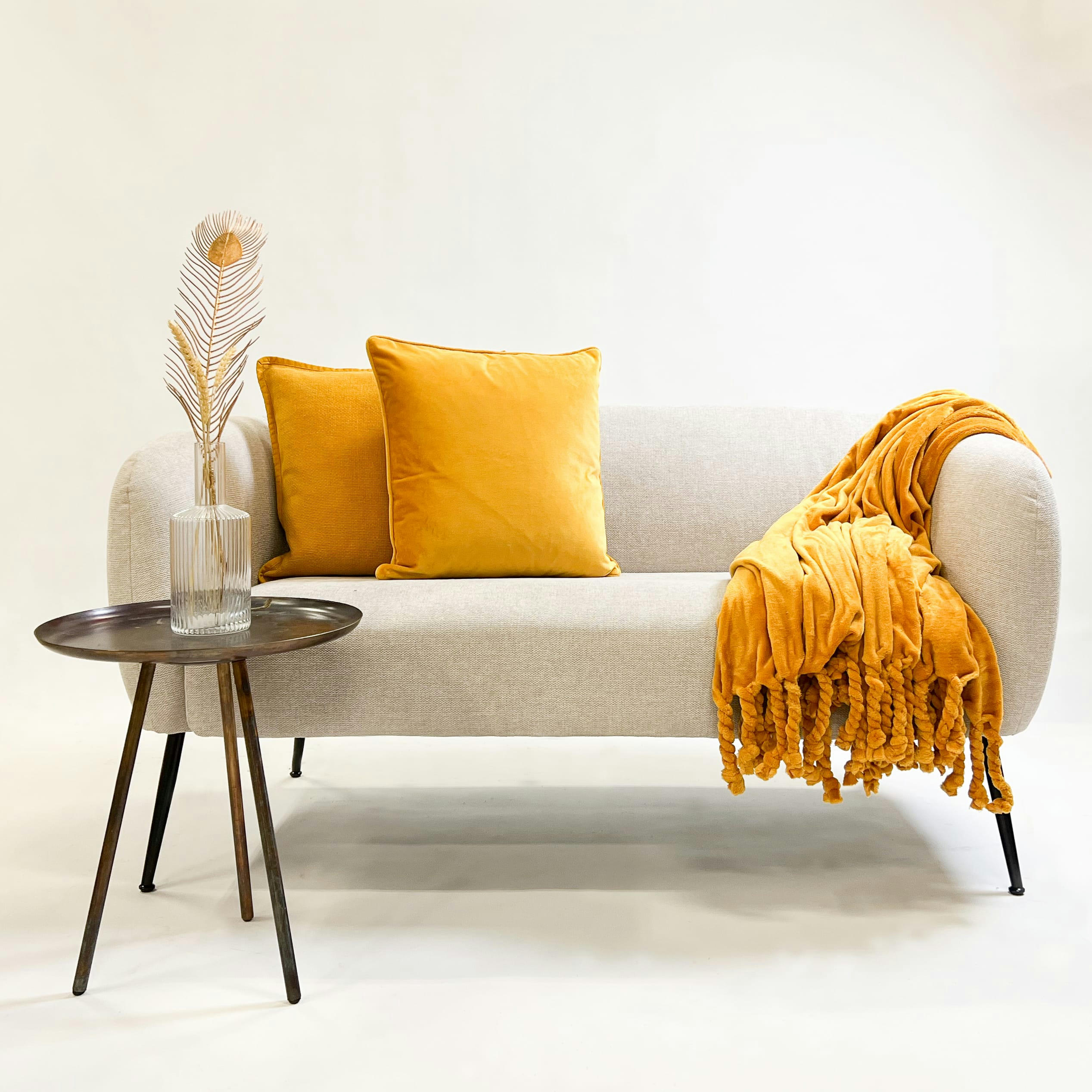 FLORIJN - Plaid jaune fleece 150x200 cm uni