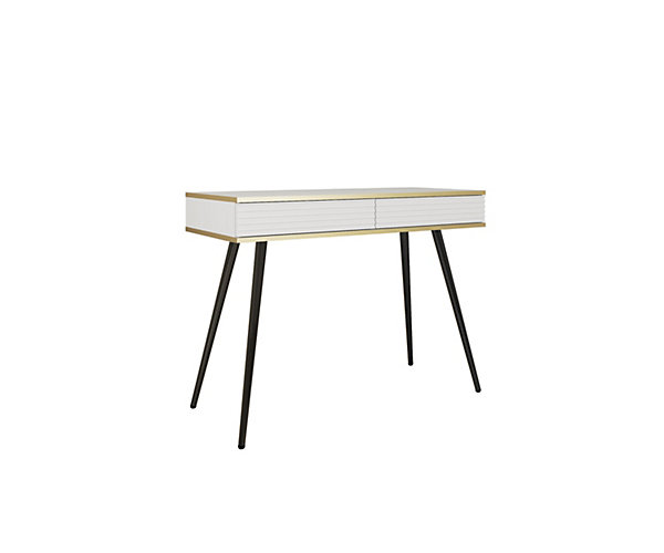 Coiffeuse blanche glamour avec pieds noirs, 102 x 80 x 50