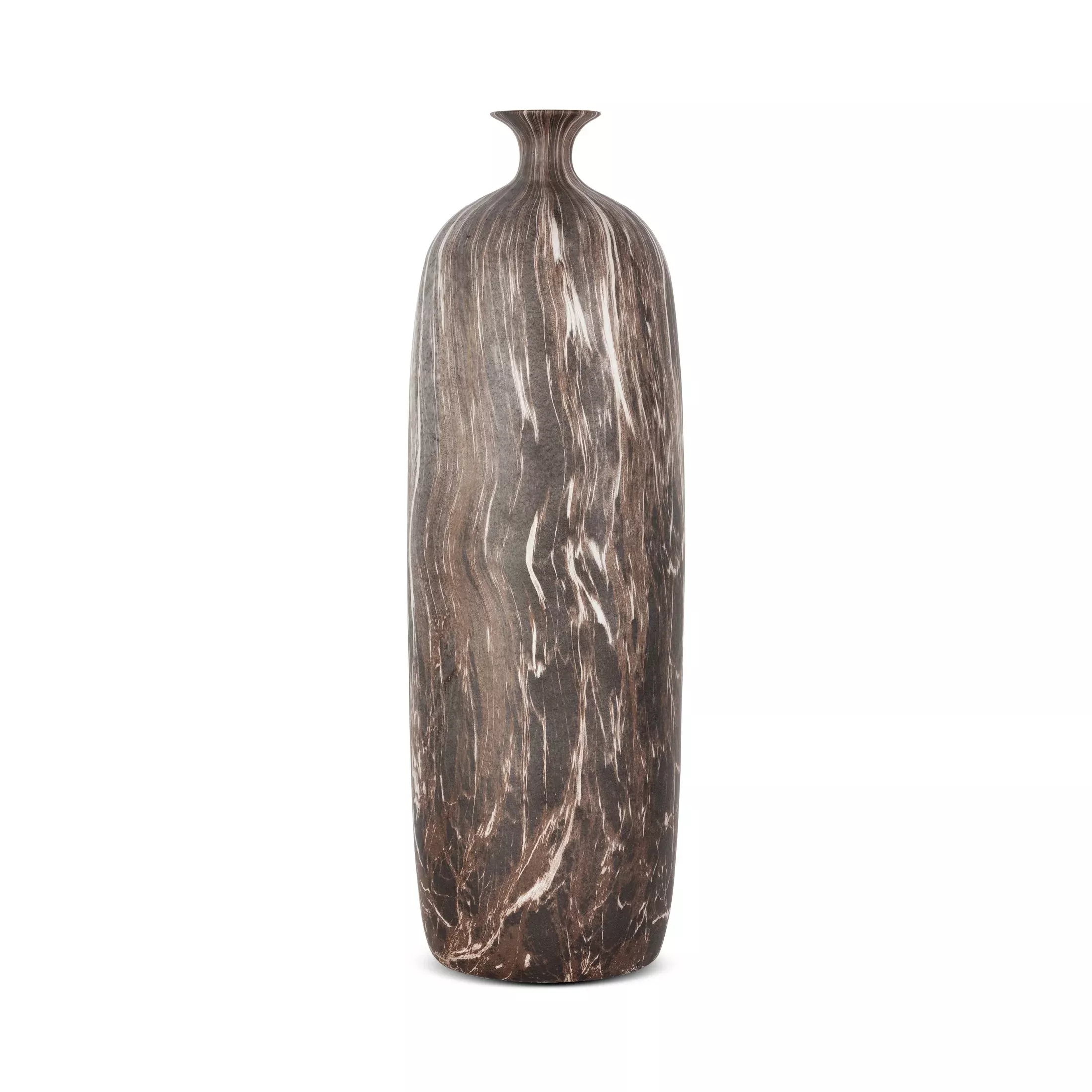 Wazon brązowy o marmurowej strukturze13x13x52 cm MARIKA