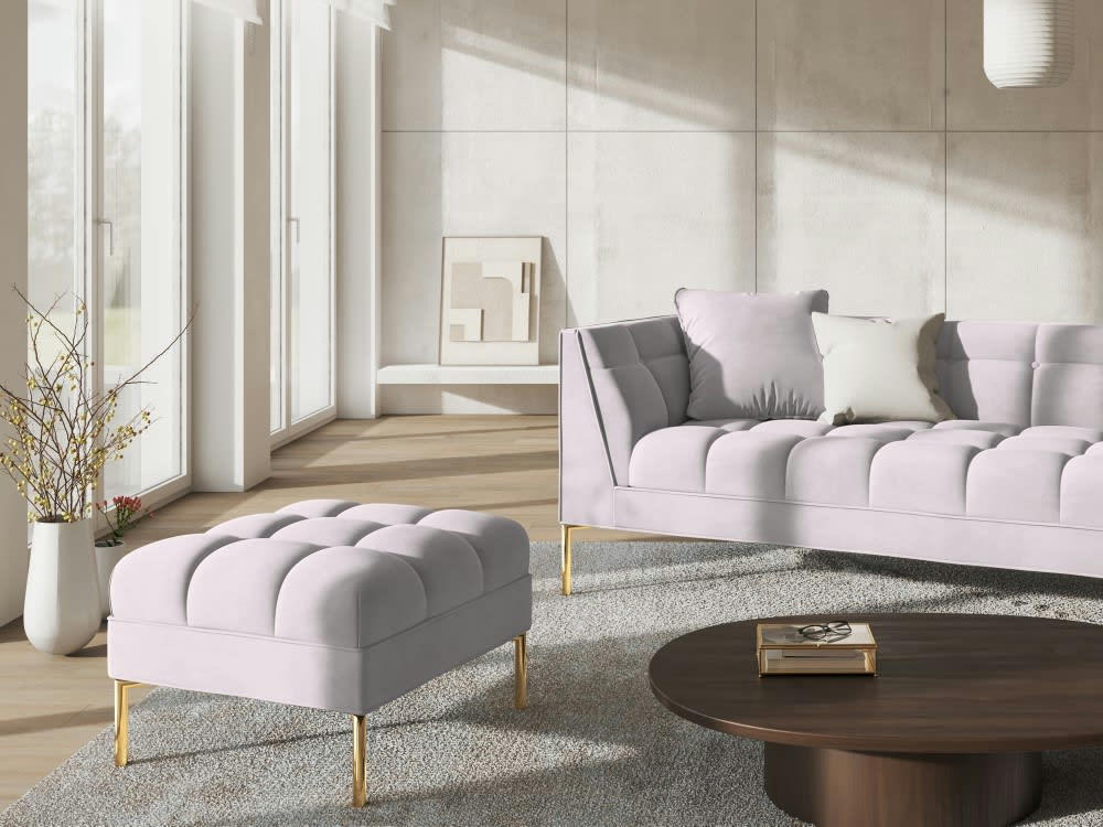 KAROO - Pouf velours argent