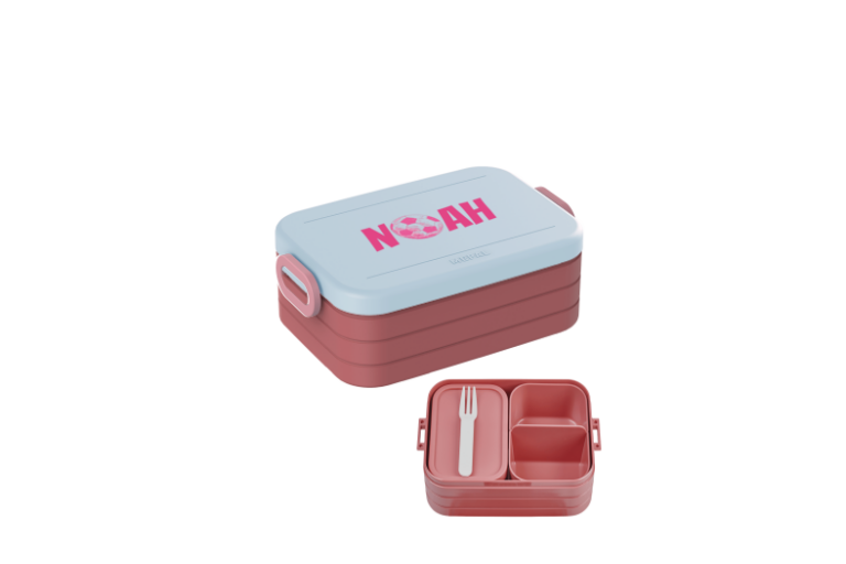 Ontwerp je eigen bento lunchbox Take a Break midi - Voetbal roze