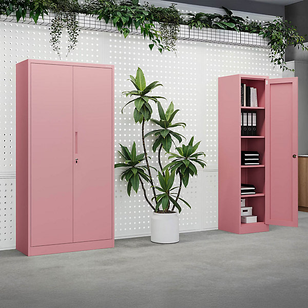 Armoire en métal verrouillable JAN H, 900 x 1950 x 400 mm, rose