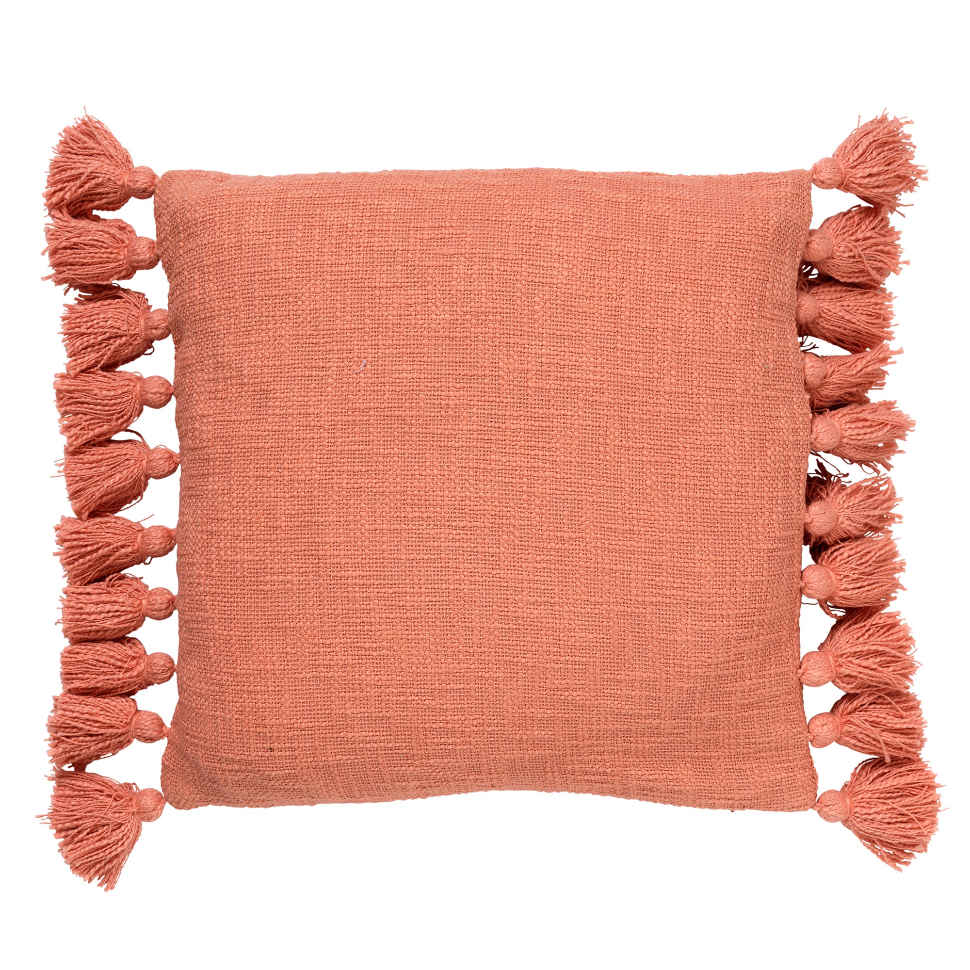 RUBY - Kussenhoes 45x45 cm - 100% katoen - met flosjes - Lobster Bisque - roze