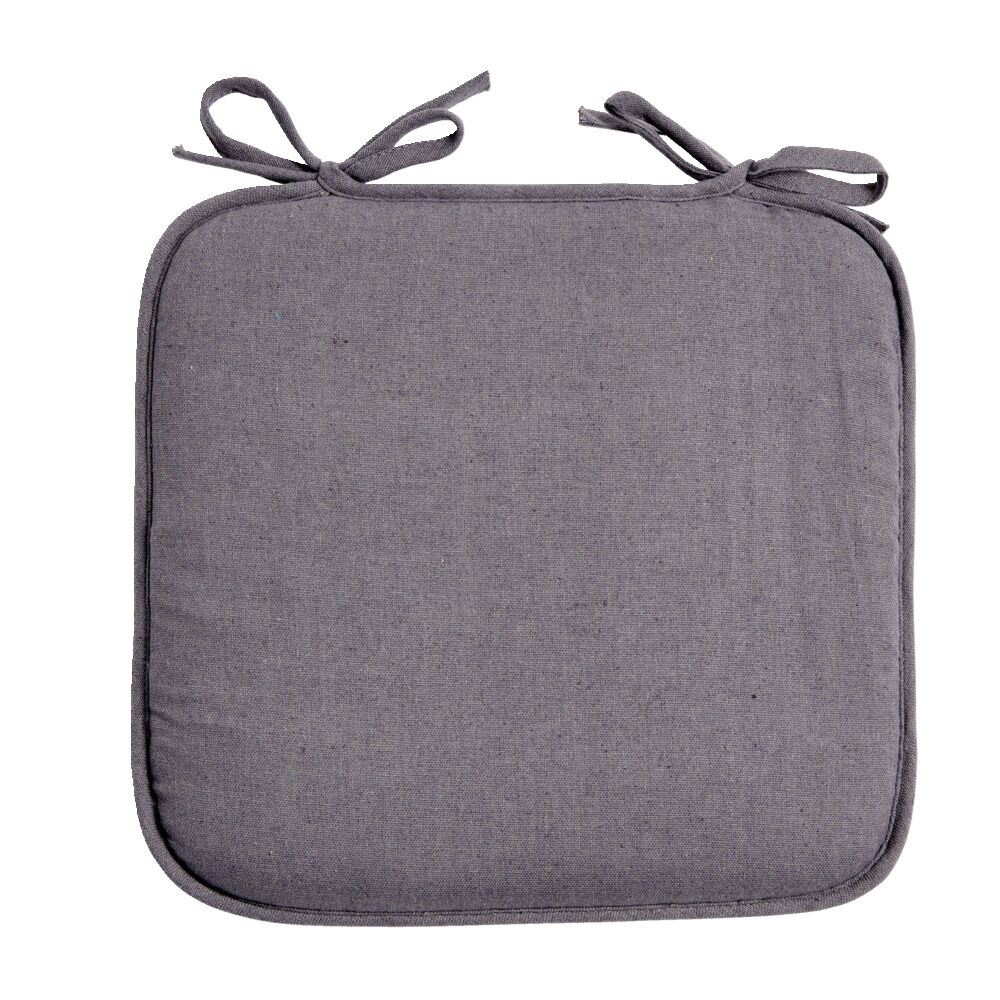 Galette de chaise carrée 38x36cm à nouettes polycoton gris