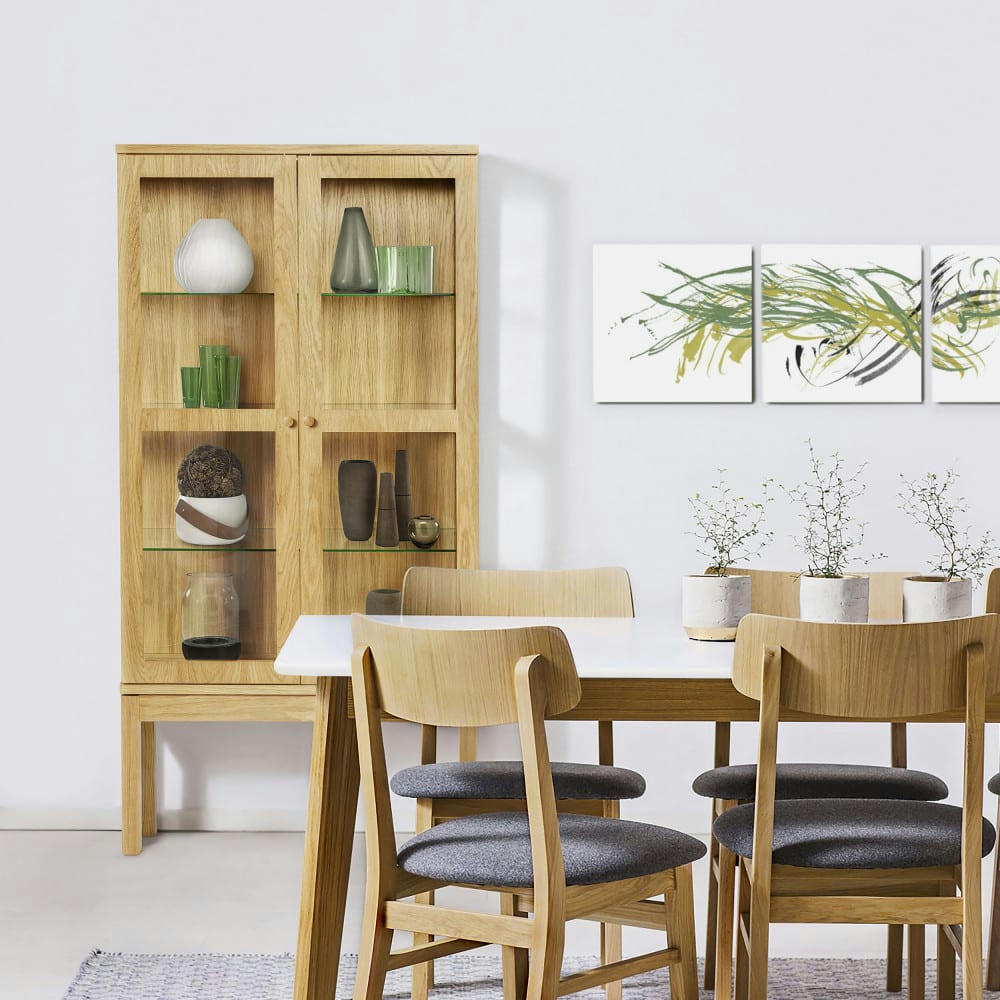 ABBEYWOOD - Vitrine en bois 2 portes bois clair