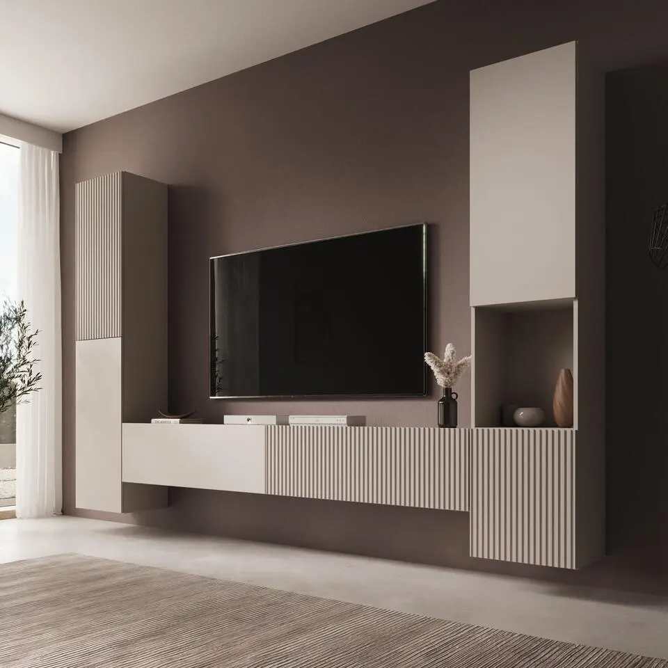 Meubella - Cruzar - Wandmeubel - Beige - 280x30x180 cm