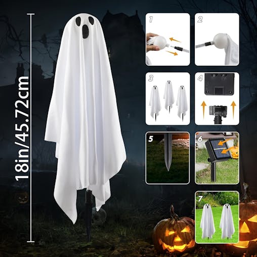 NNETM Halloween Ghost Solar Garden Lights (3pcs)