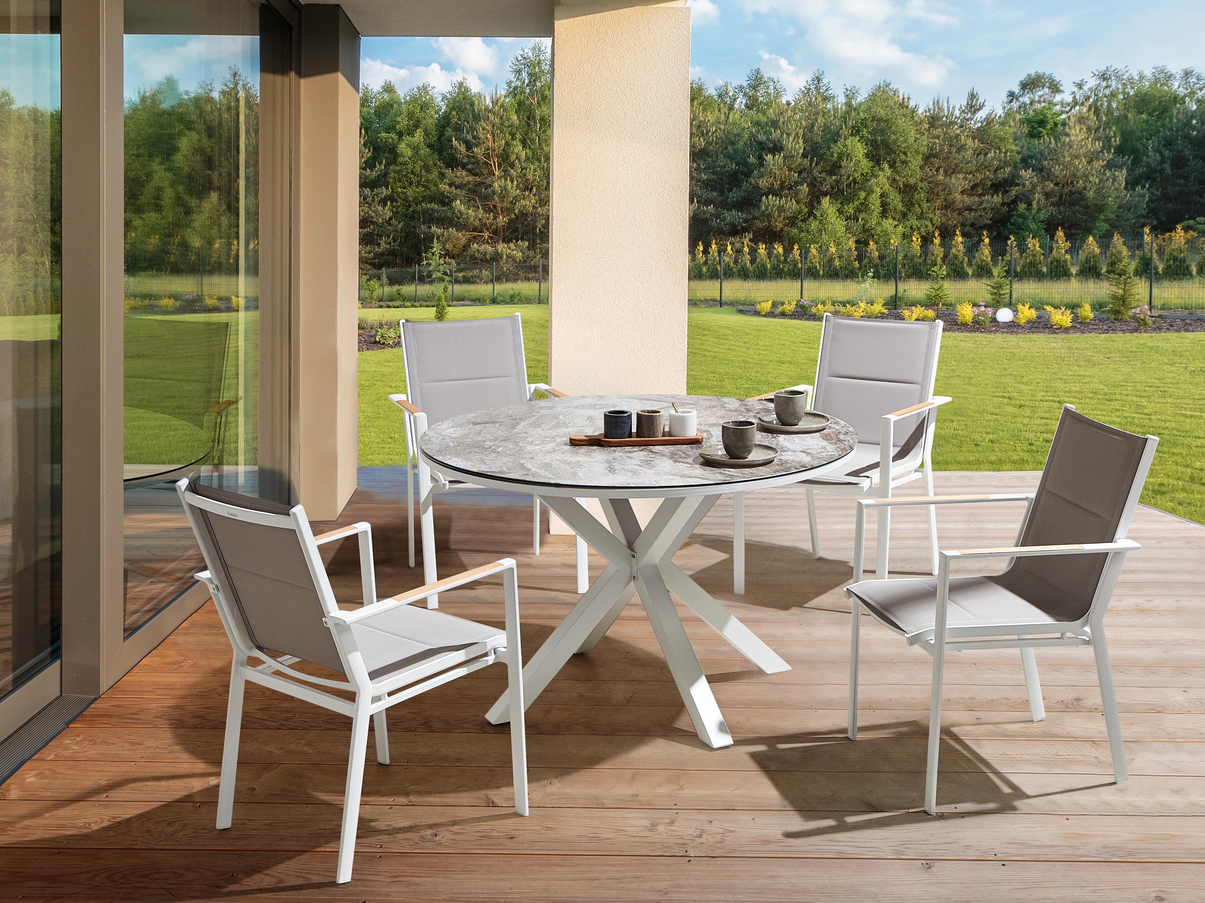 Garden Dining Set 4 Seater MALETTO/BUSSETO Metal Marble Effect Grey