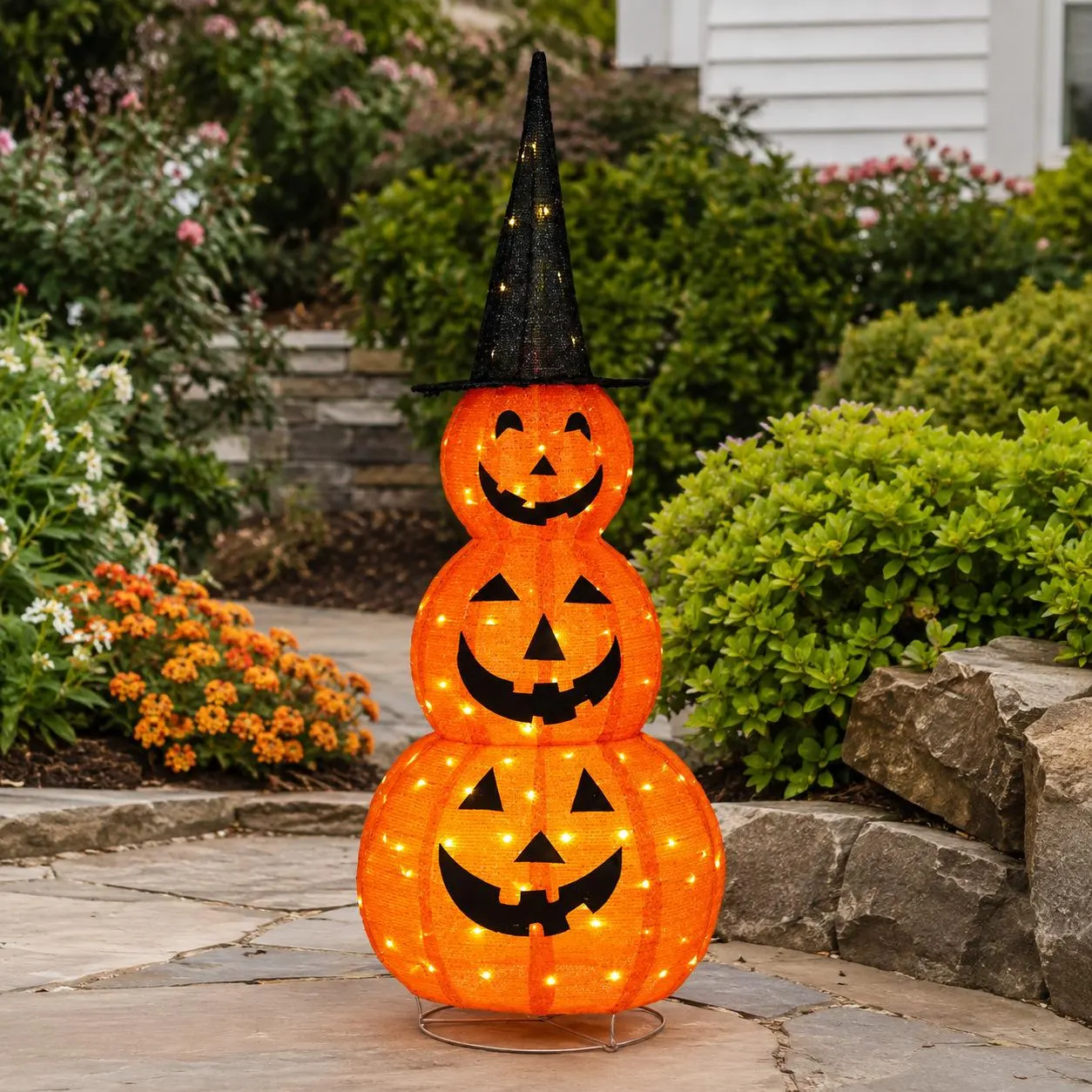 Stacked Pumpkin LED String Lights: Halloween Outdoor Indoor Decor (1.5m)