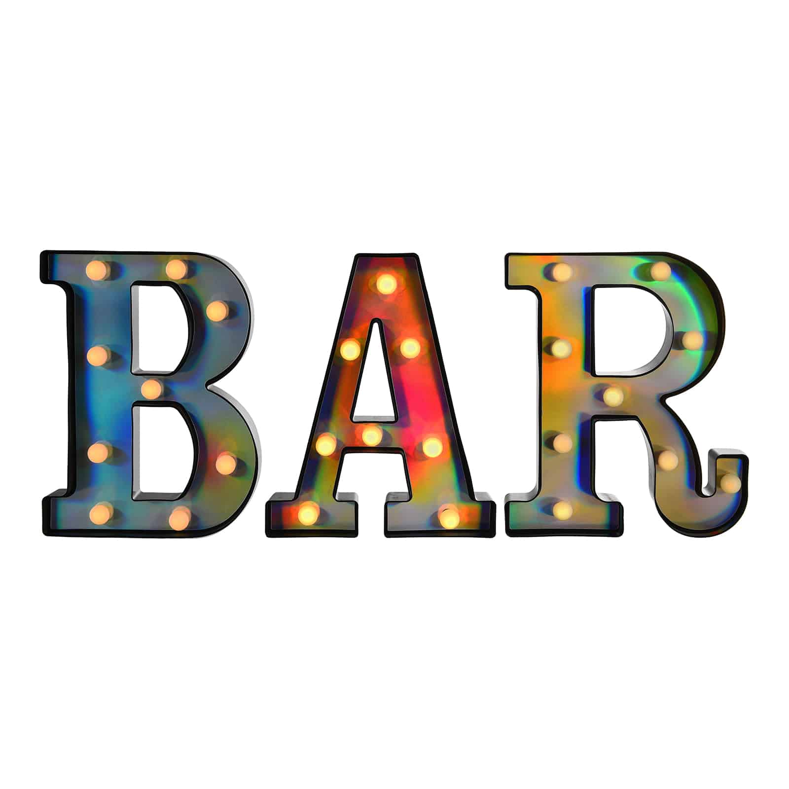 Lichtobjekt Schriftzug Bar Schwarz,B 185 x H 215 x T 40 mm