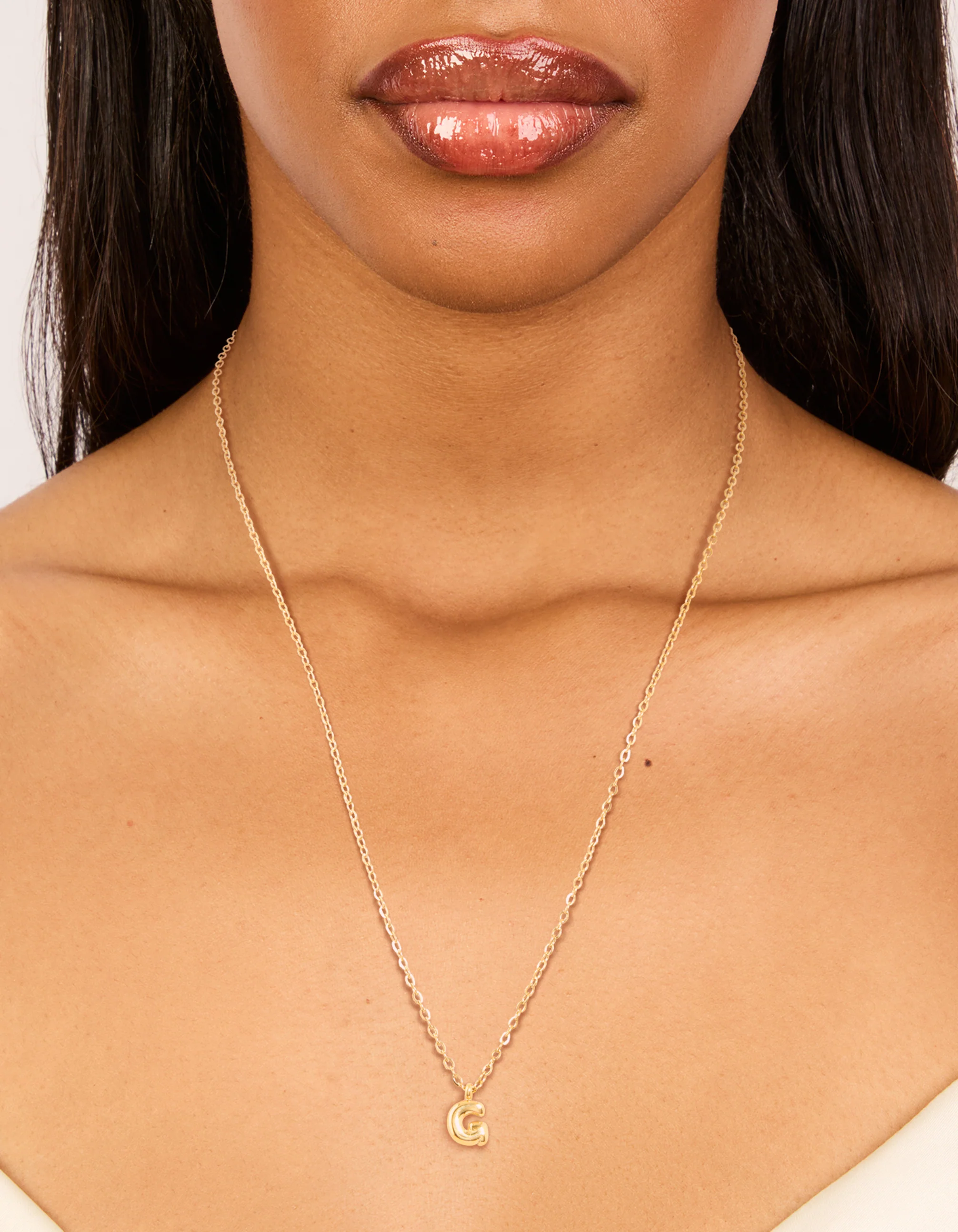 Waterproof Gold Plated Stainless Steel Mini Bubble Letter G Necklace
