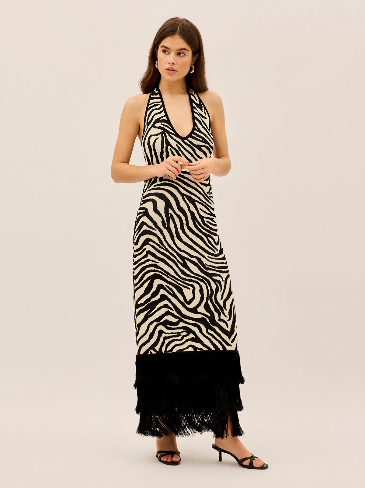 Georgia Zebra Knit Halter Dress