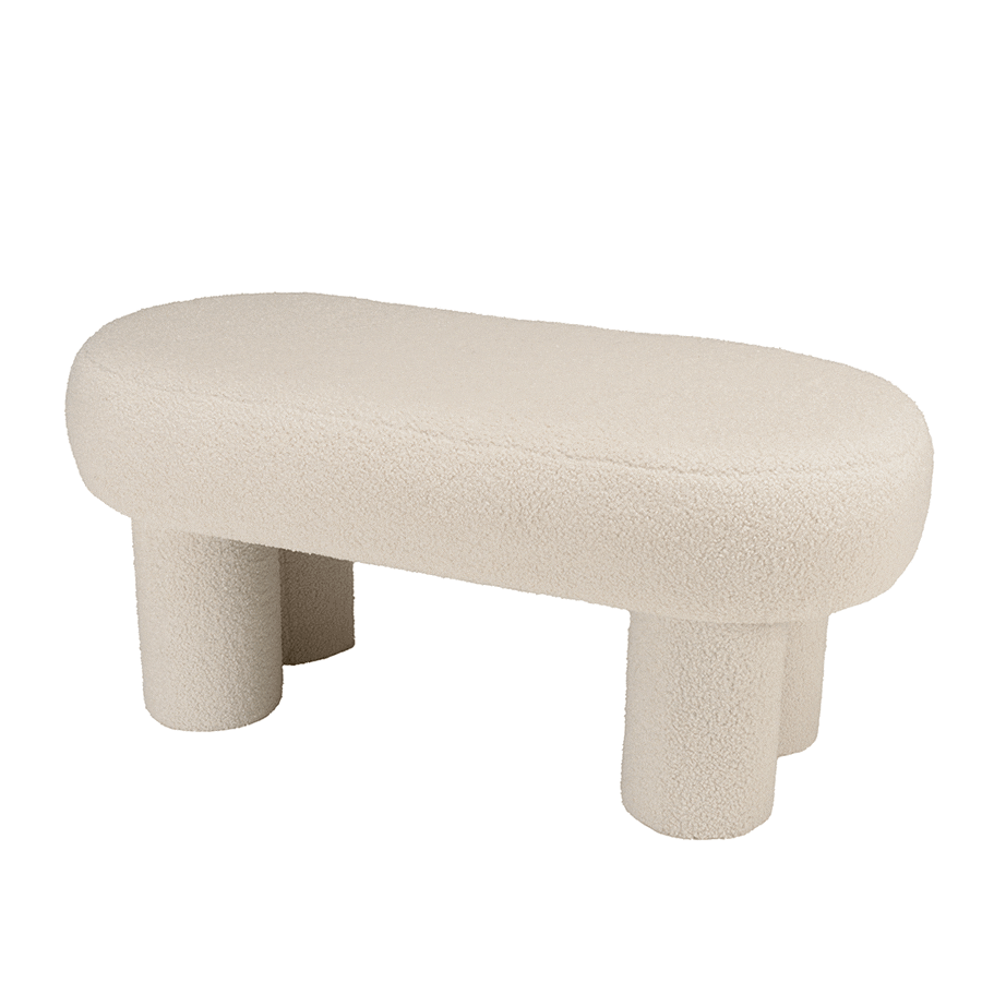Banc en tissu bouclette blanc CASTILLE